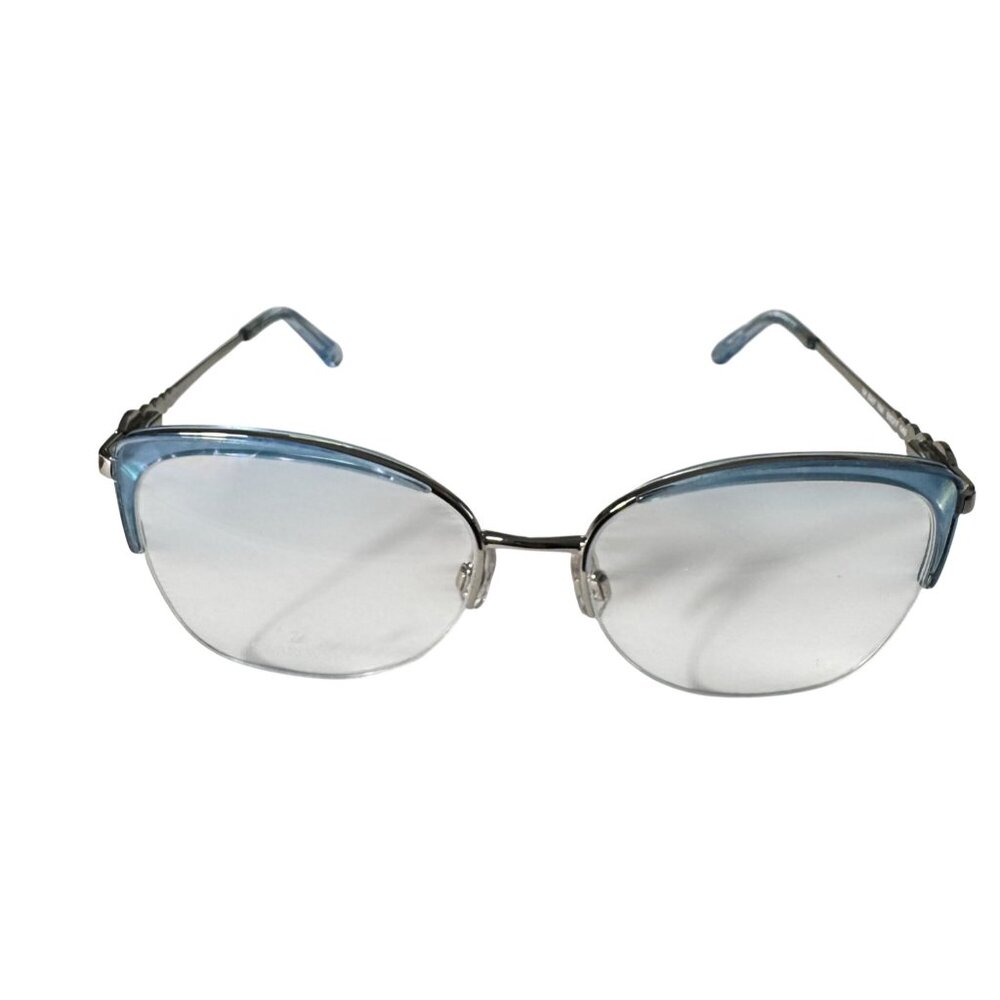 Swarovski SK5307 Eyeglass Frame Only 55-17-140 Blue Metal Semi-Rimless Gemstones - Picture 8 of 14